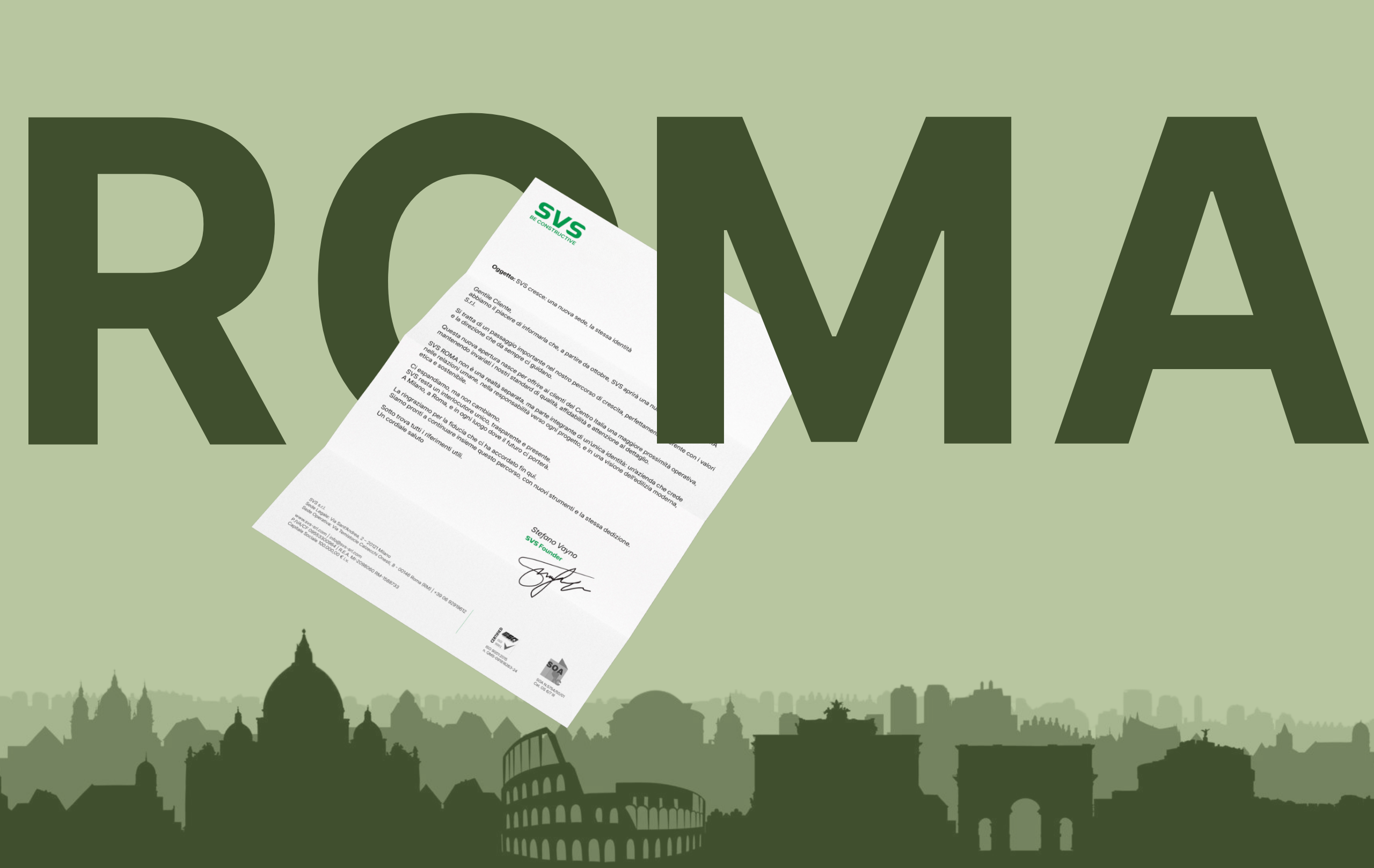 SVS apre una nuova società con sede a Roma